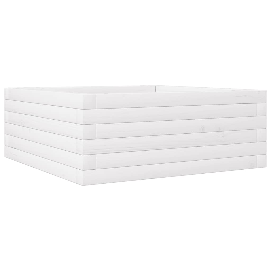 Jardinera De Madera Maciza De Pino Blanca 60x60x23 Cm_0
