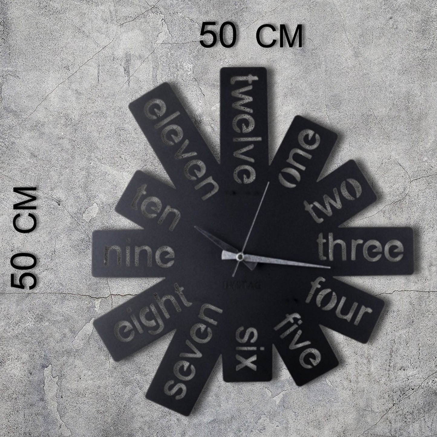 Reloj De Pared Metal Números En Inglés 50x50_1