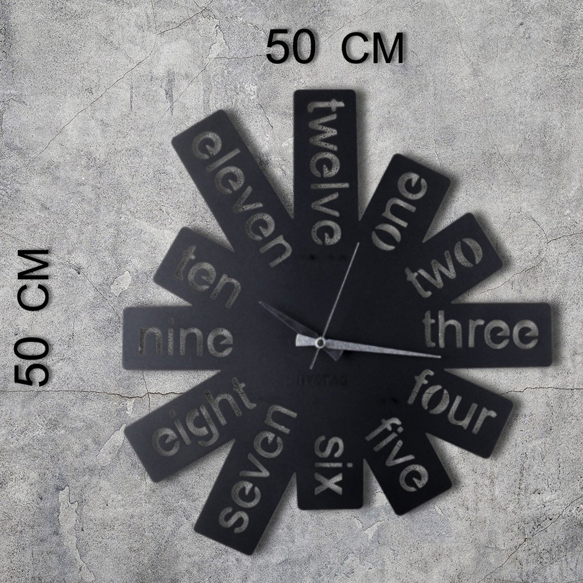 Reloj De Pared Metal Números En Inglés 50x50_1