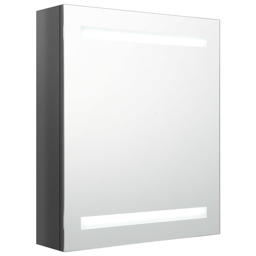 Armario De Baño Con Espejo Led Gris Brillante 50x14x60 Cm_1