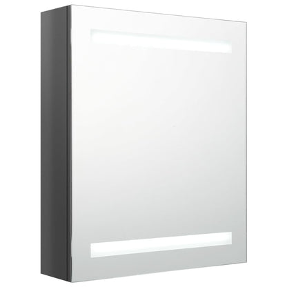 Armario De Baño Con Espejo Led Gris Brillante 50x14x60 Cm_1