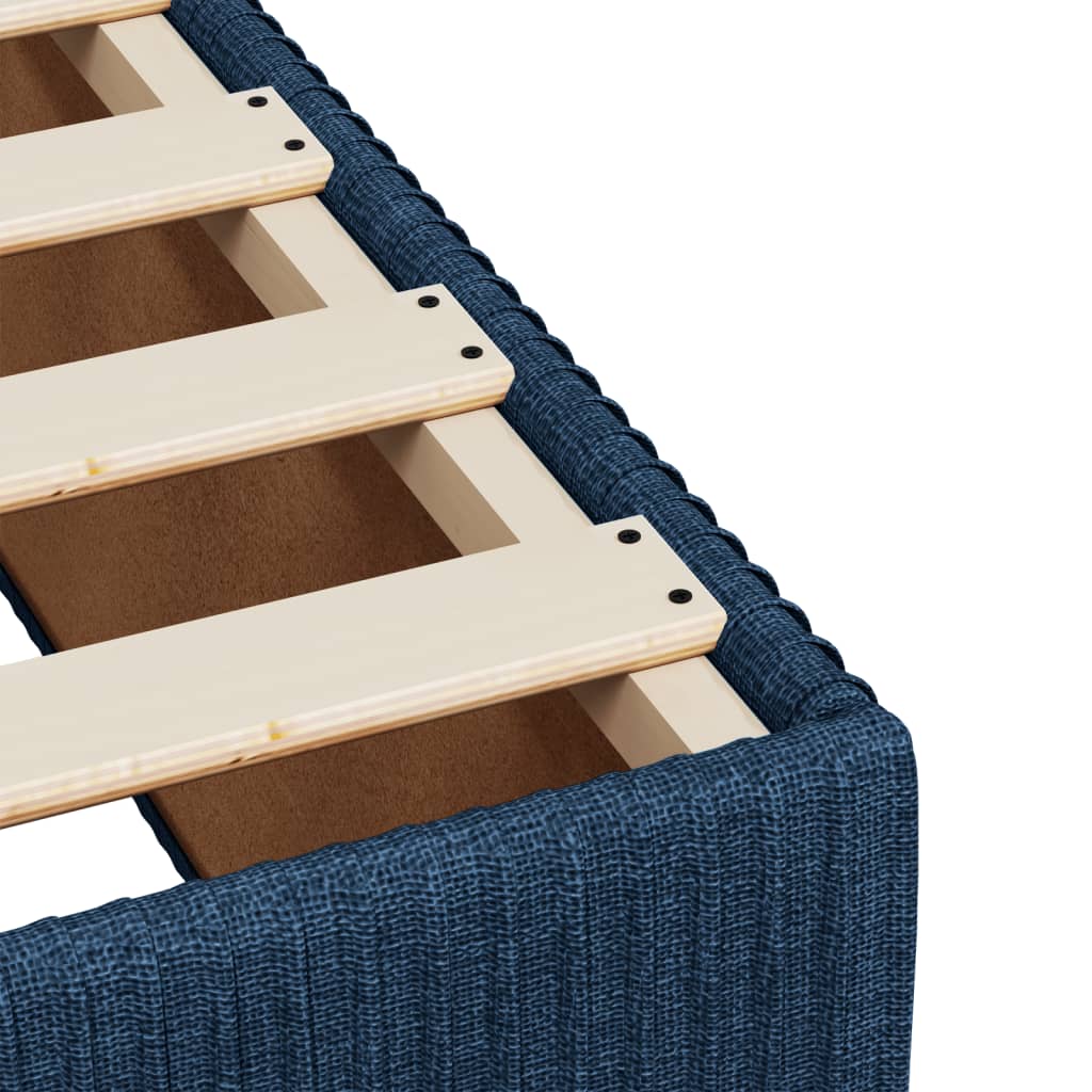Cama Box Spring Con Colchón Tela Azul 140x190 Cm / Vetonek_5
