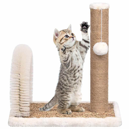 Vidaxl Árbol Para Gatos Con Cepillo De Aseo Y Poste Rascador_0