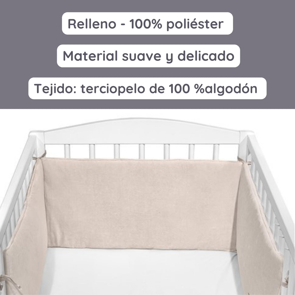 Cotton Color Chichonera Para Cuna 180x30 Velour Algodón_2