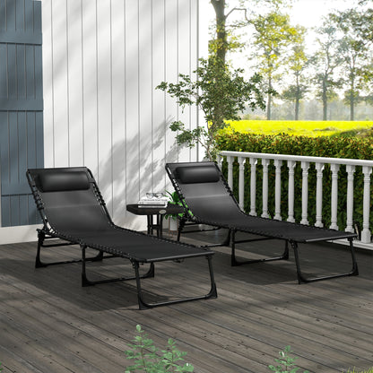Outsunny Conjunto De 2 Tumbonas Plegables Con Respaldo 197x58x30 Cm Negro_1