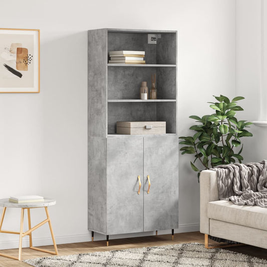Aparador Alto Madera Contrachapada Gris Hormigón 69,5x34x180 Cm_0
