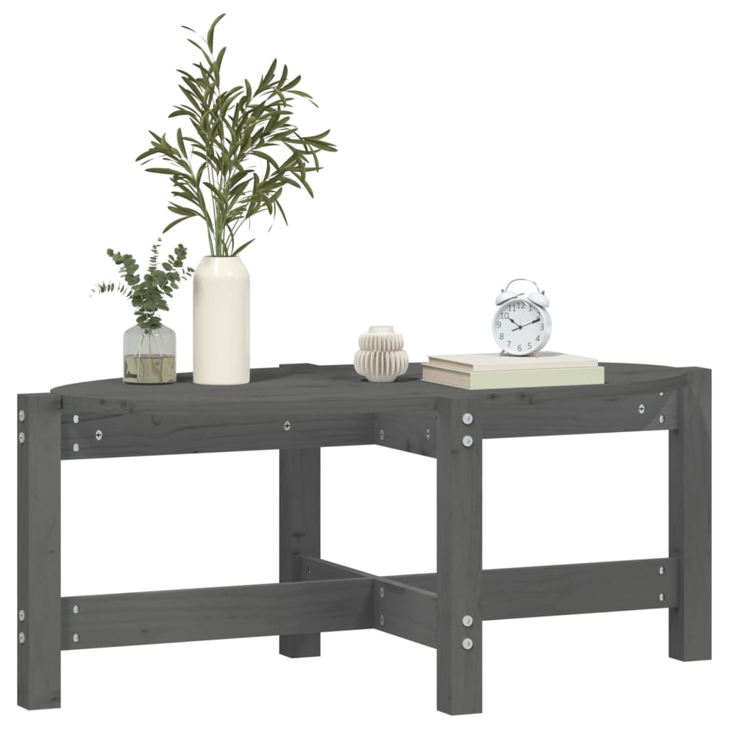 Mesa De Centro De Madera Maciza De Pino Gris 87x48x35 Cm_2