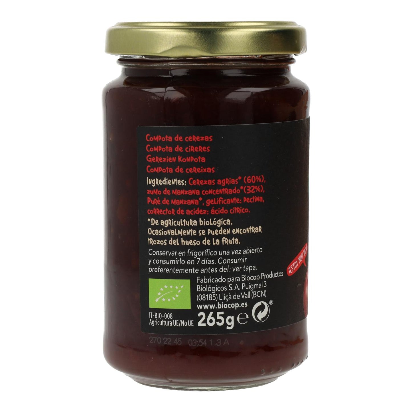 Compota de Cerezas BIO Biocop 265g