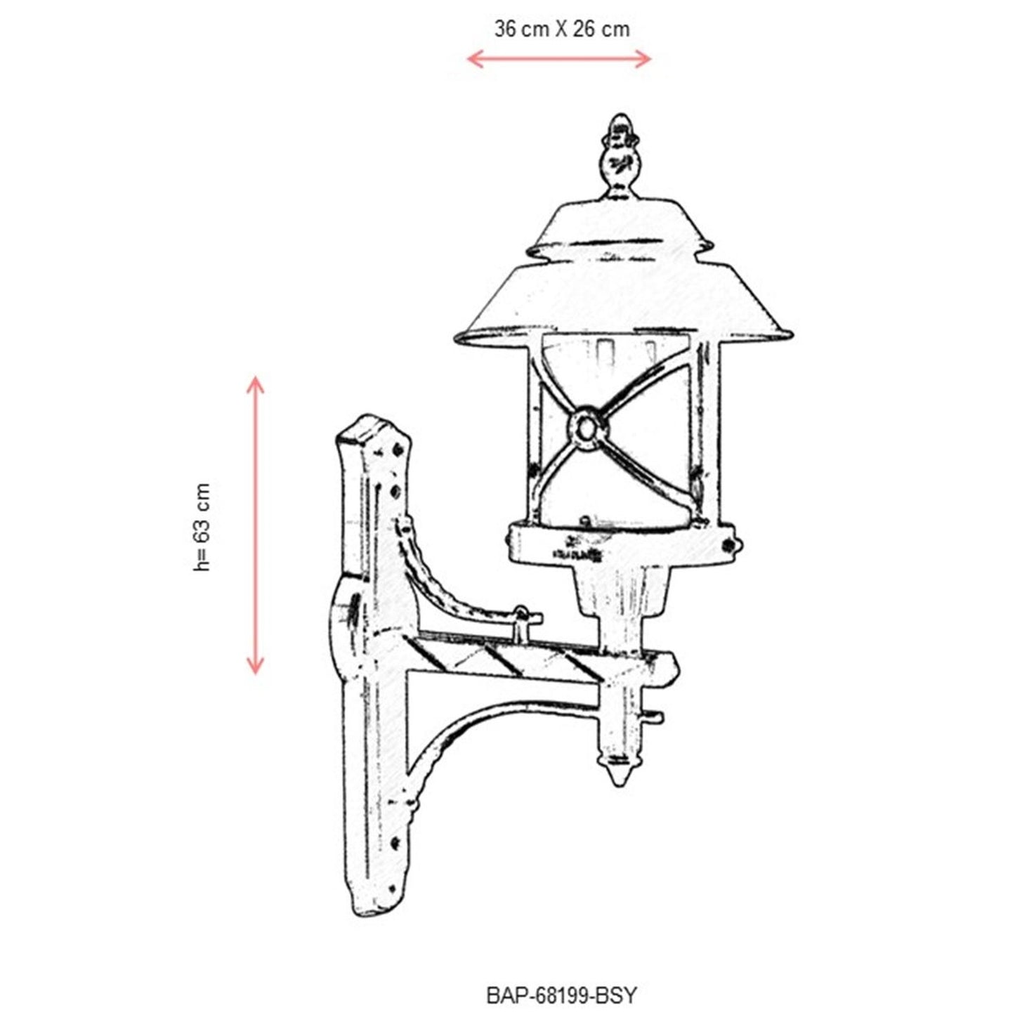 Aplique De Pared Para Exterior, Abs , Negro, 36x36x63, Casquillo E 27 Max 60 W_2