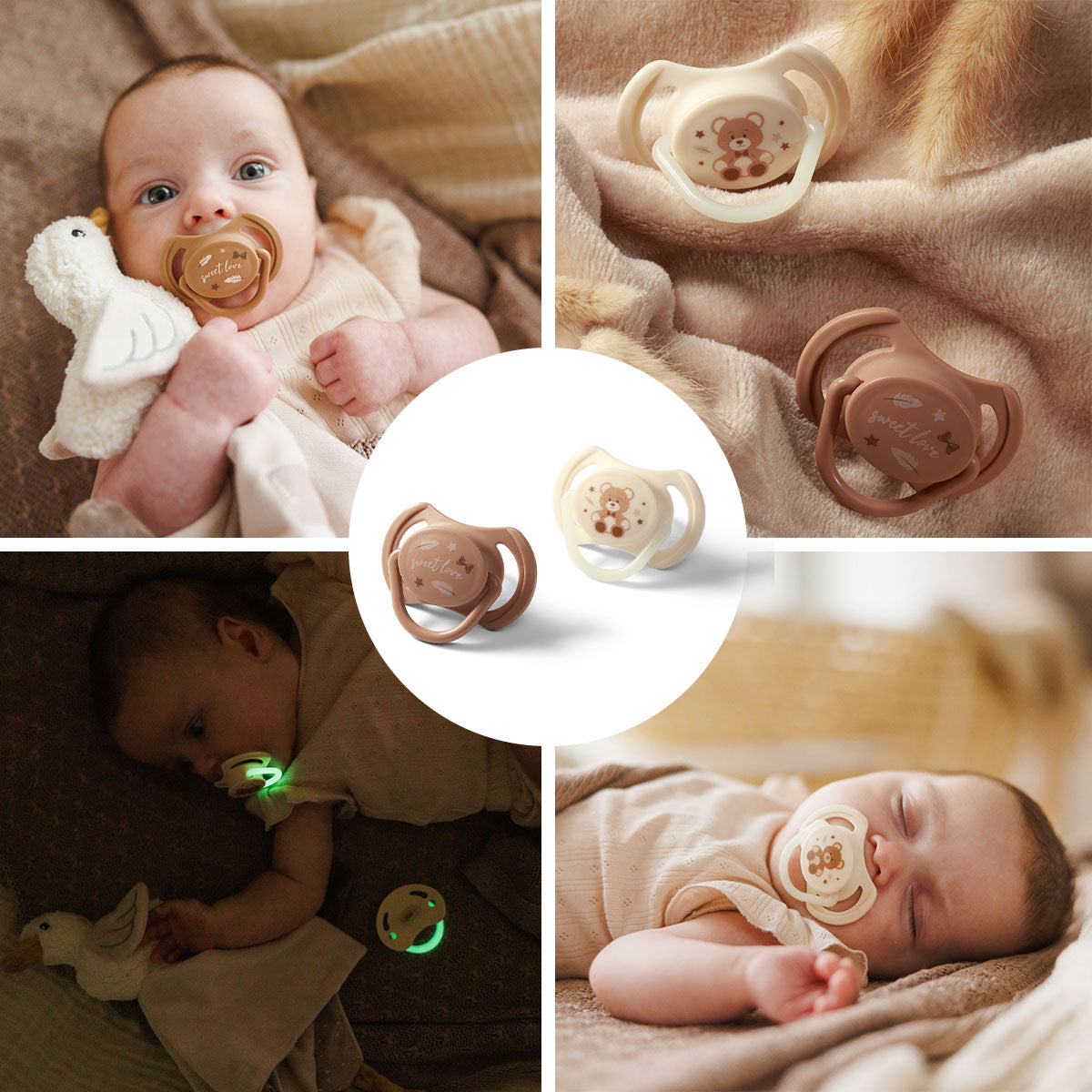 Chupetes Tetina Simétrica De Silicona 0-6 Meses Beige_2