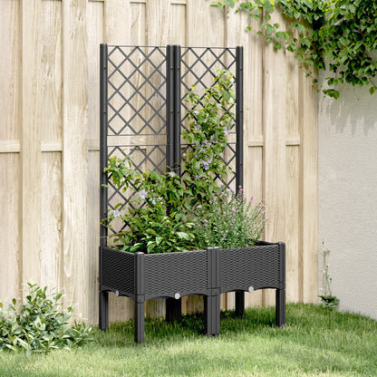 Jardinera Con Enrejado Pp Negro 80x40x142 Cm_1
