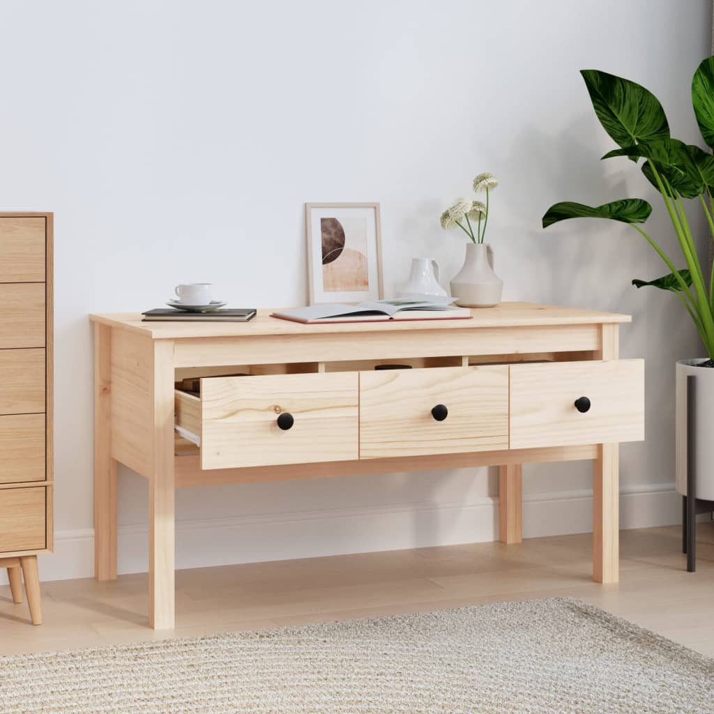 Mesa De Centro De Madera Maciza De Pino 102x49x55 Cm_1