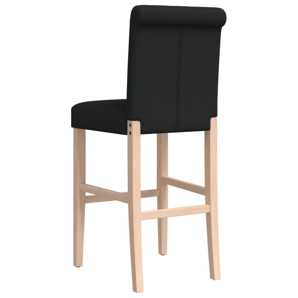Taburetes Altos 2 Uds Madera Maciza De Caucho Y Tela_5
