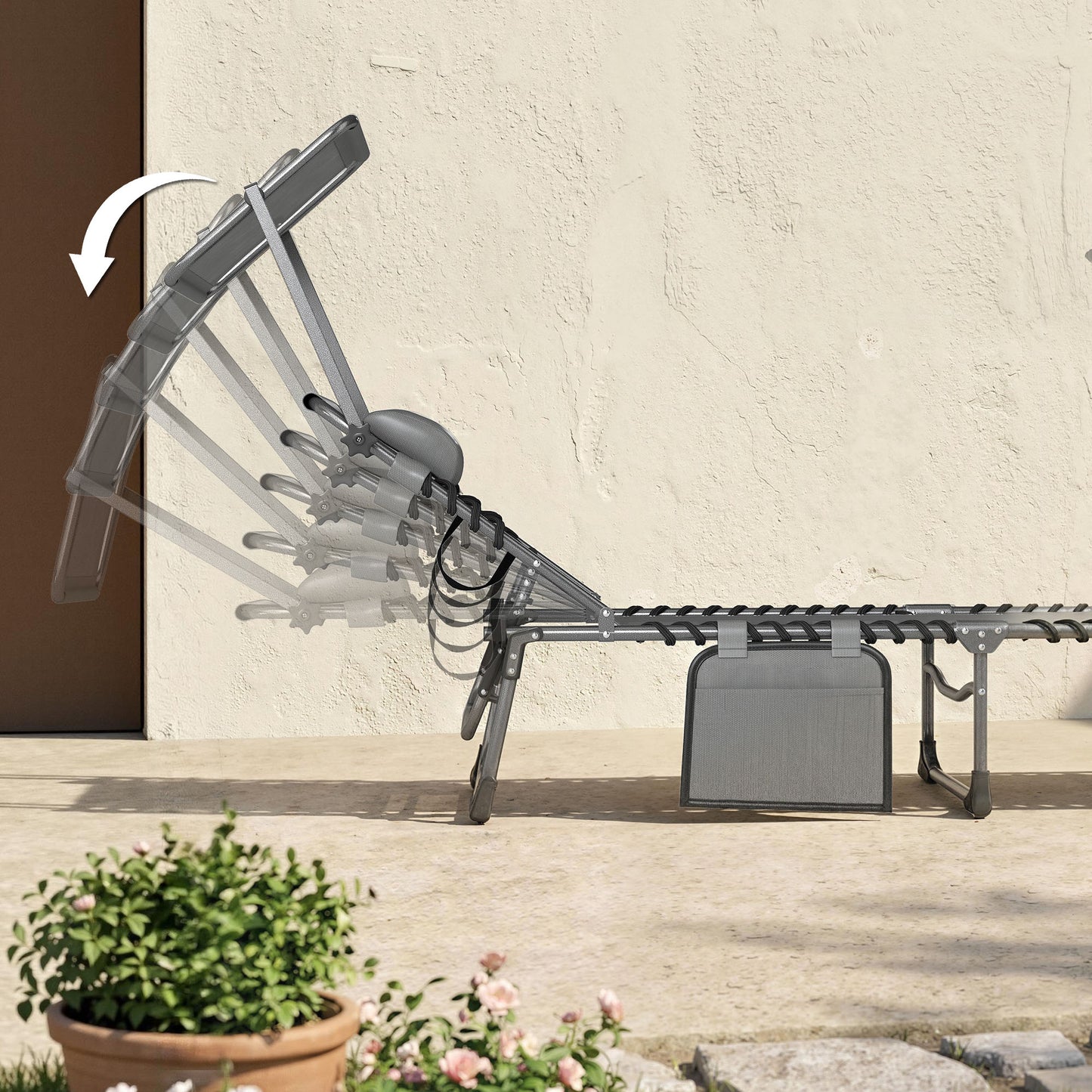 Outsunny Set De 2 Tumbonas Plegables Reclinables Con Parasol Y Bolsillo Lateral_4