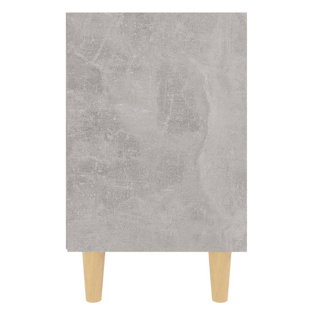 Mesita De Noche Patas Madera Maciza Gris Hormigón 40x30x50 Cm_3