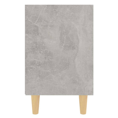 Mesita De Noche Patas Madera Maciza Gris Hormigón 40x30x50 Cm_3
