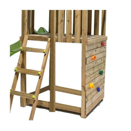 Parque Infantil Masgames Tibidabo L Techo De Madera Con Columpio Escalada: Con Arenero En La Base Y Pared De Escalada.