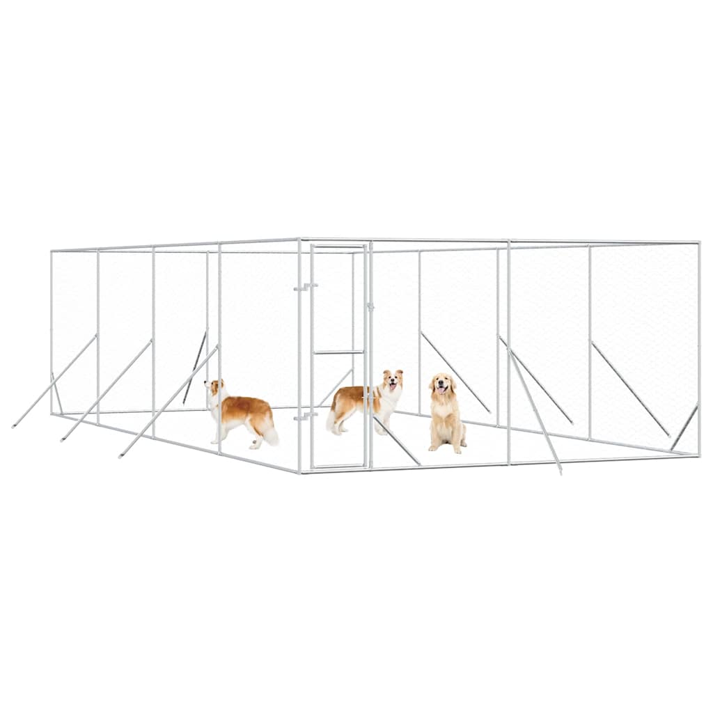 Perrera De Exterior Acero Galvanizado Plateado 4x8x2 M_2