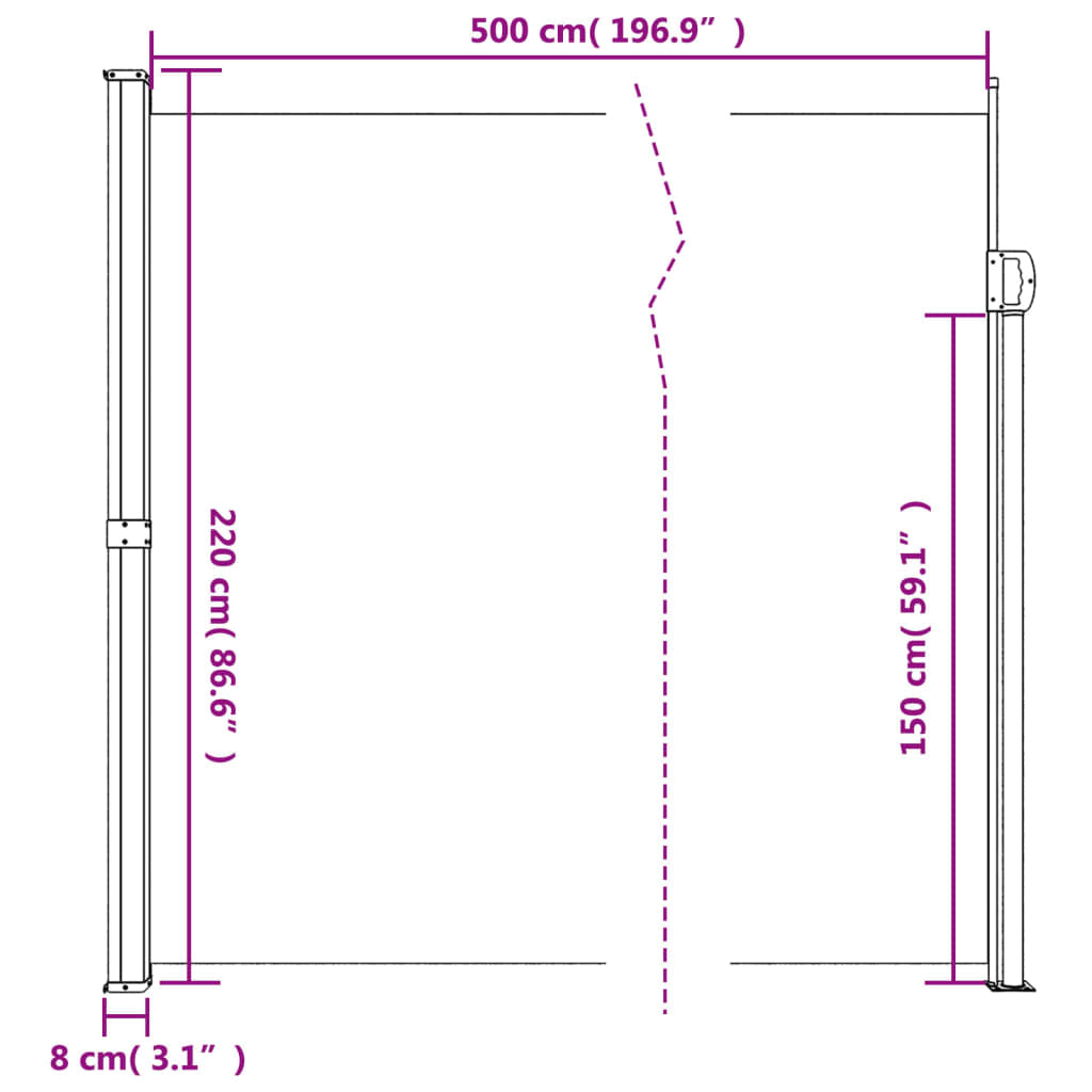 Vidaxl Toldo Lateral Retráctil Rojo 220x500 Cm_2