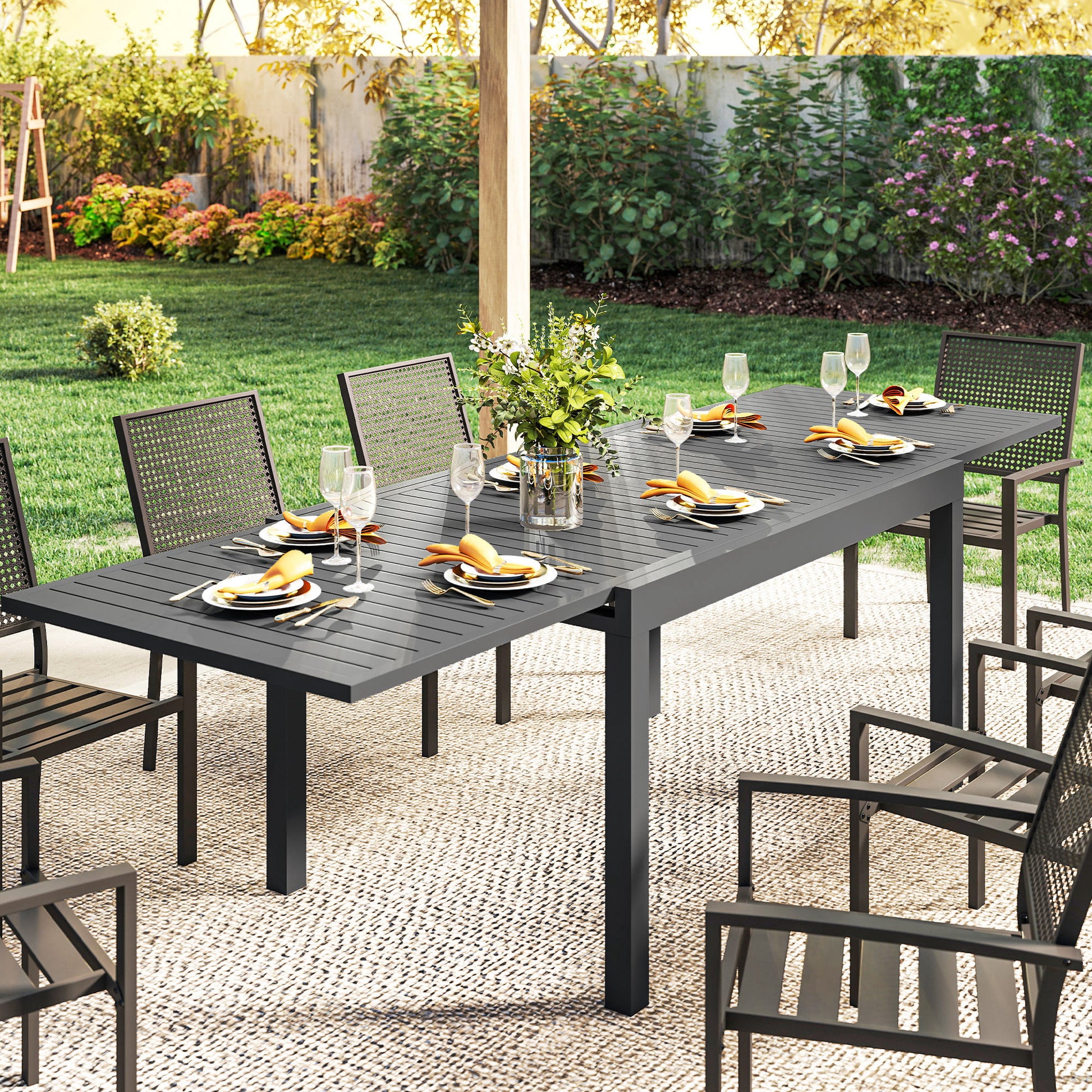 Outsunny Mesa De Jardín Exterior Extensible 135/270x90 Cm De Aluminio Gris_4