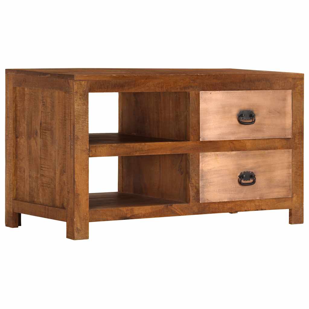 Mesa De Centro Con 2 Cajones Madera Maciza De Mango 90x40x50 Cm_0