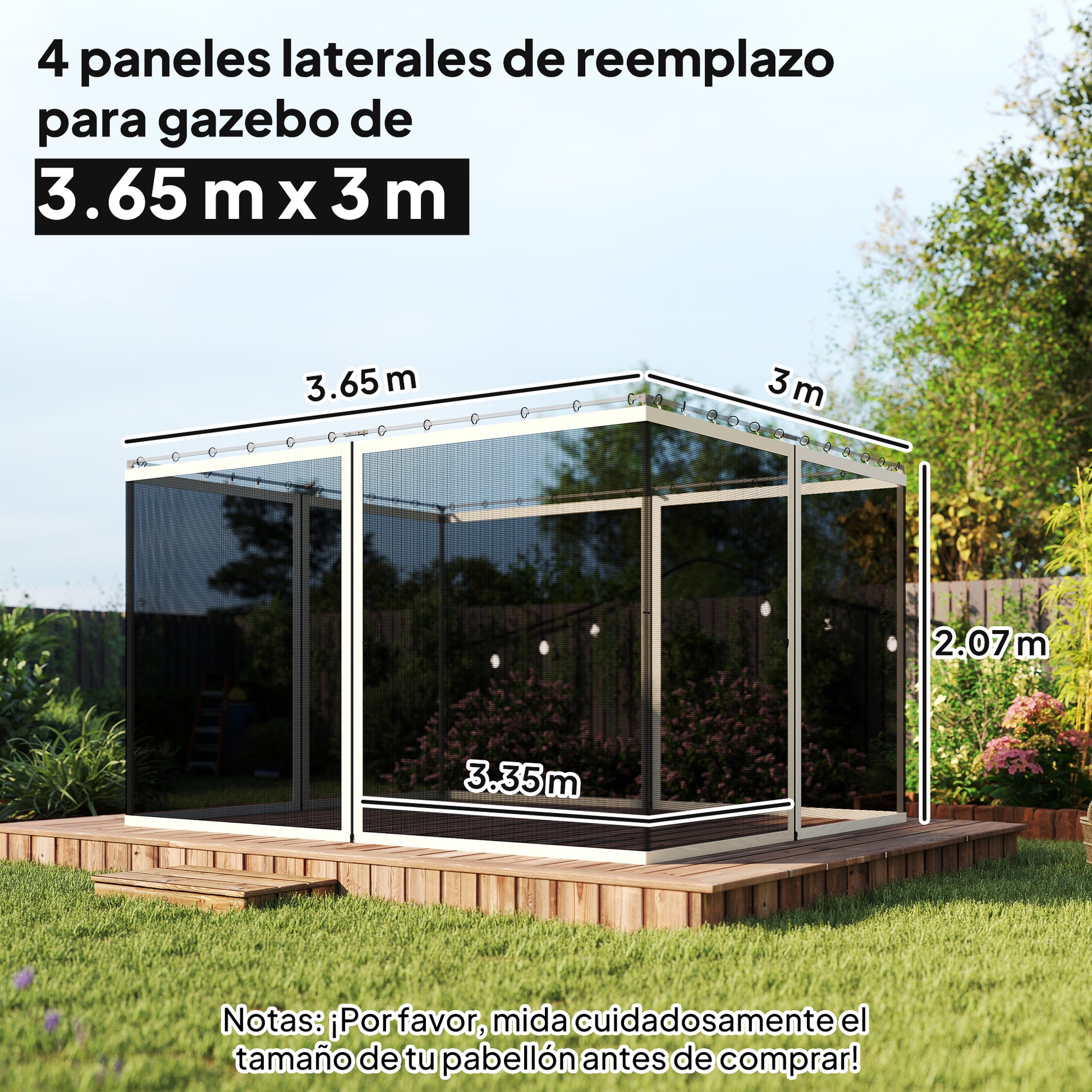 Outsunny 4 Paneles Laterales 335x207 Cm Para Carpa De Jardín Mosquitera_2