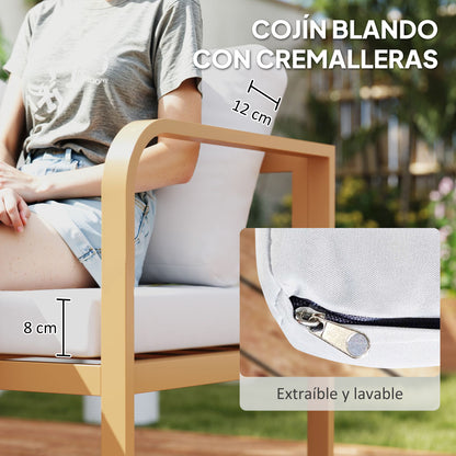 Outsunny Conjunto De Jardín Exterior De 3 Piezas Con Cojines Crema_5