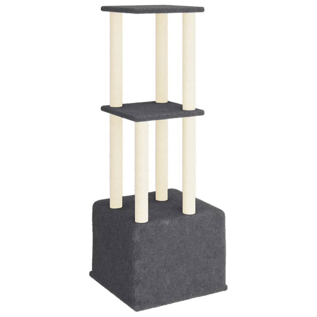 Rascador Para Gatos Con Postes De Sisal Gris Oscuro 133,5 Cm_4