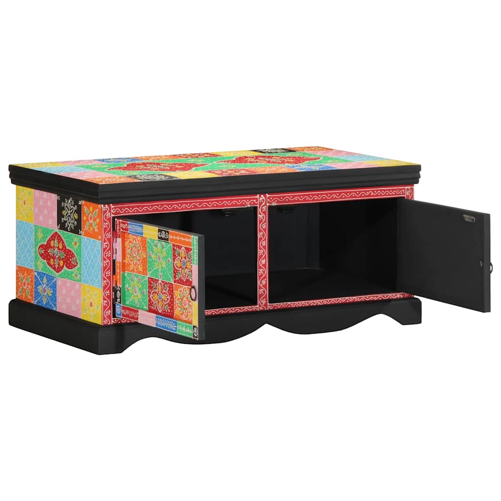 Mesa De Centro Multicolor 90x50x40 Cm Madera Maciza Mango_1