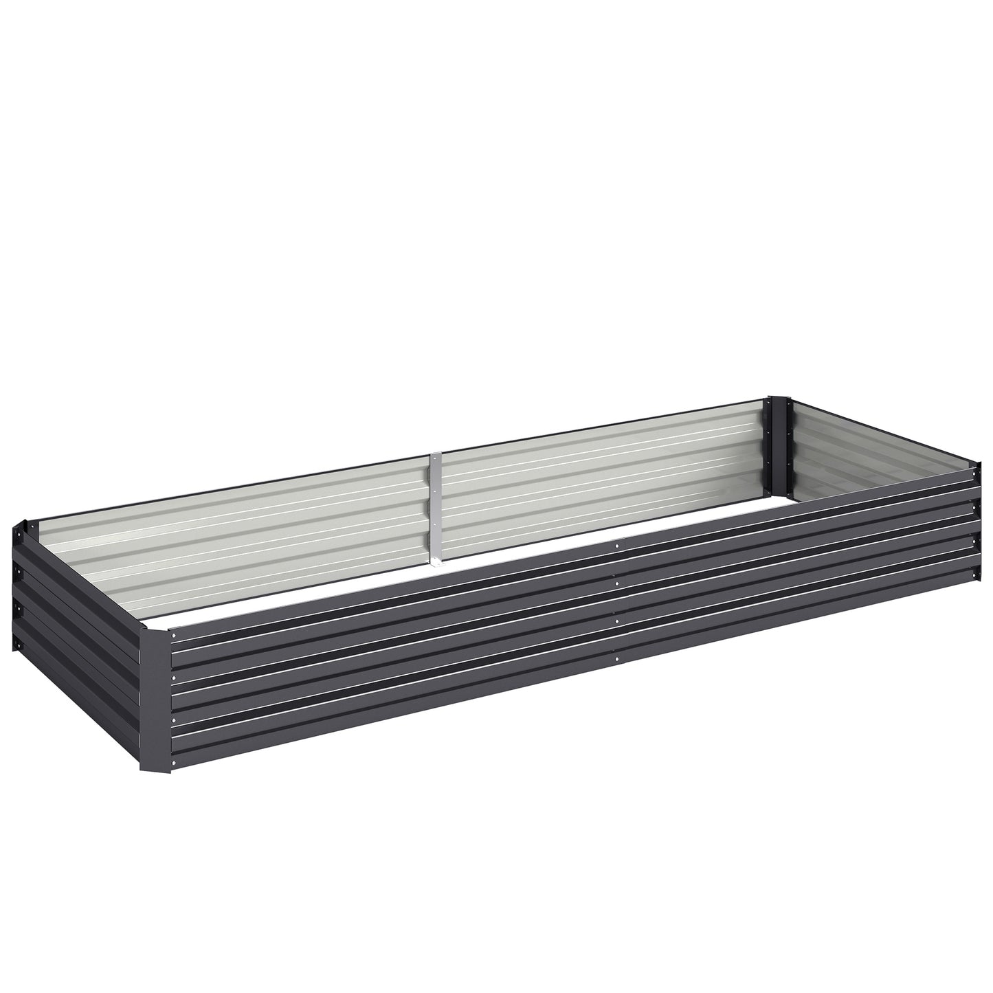 Outsunny Jardinera Elevada De Acero Galvanizado Con Fondo Abierto Gris_0