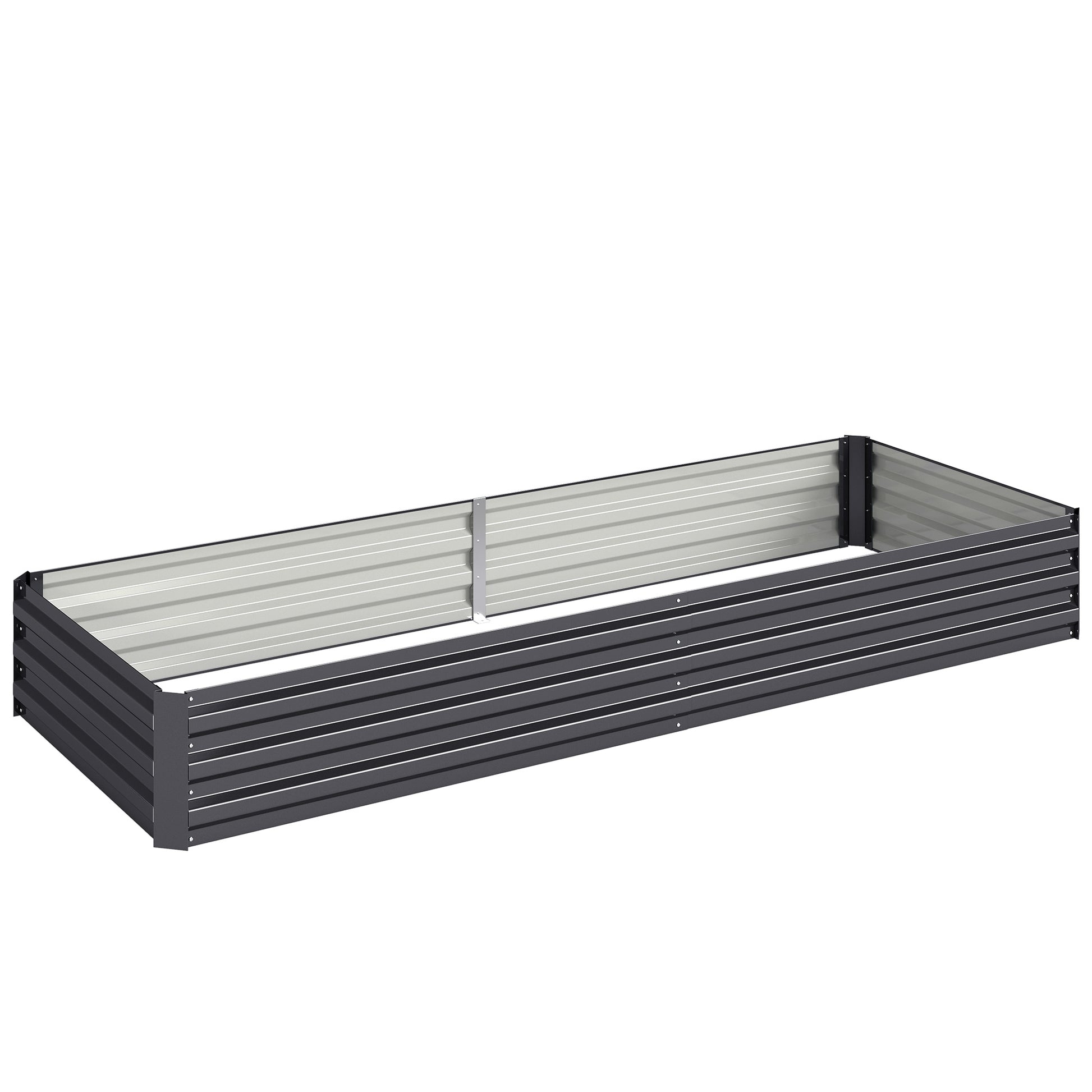 Outsunny Jardinera Elevada De Acero Galvanizado Con Fondo Abierto Gris_0