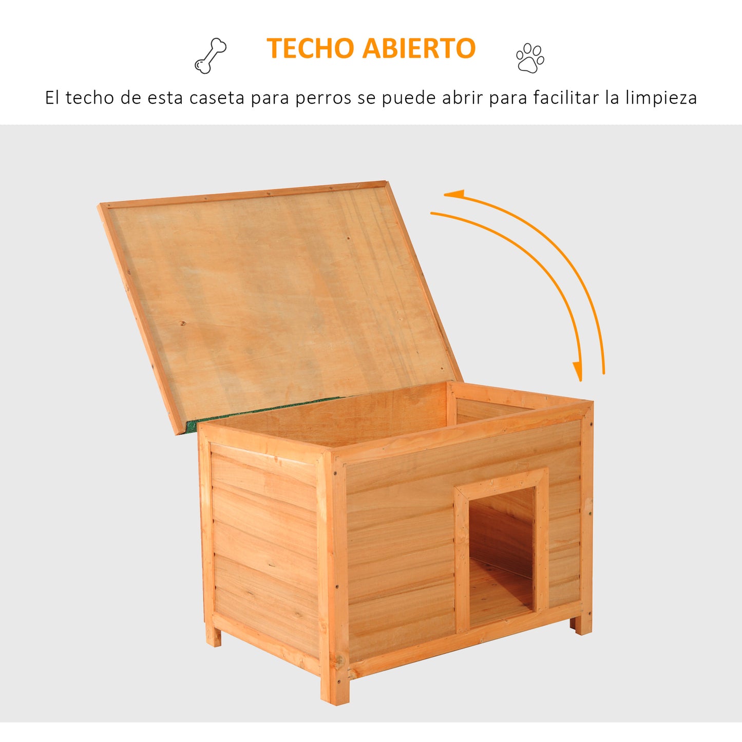 Pawhut Caseta De Madera Para Perro 82x58x58cm Techo Abatible Asfáltico_4