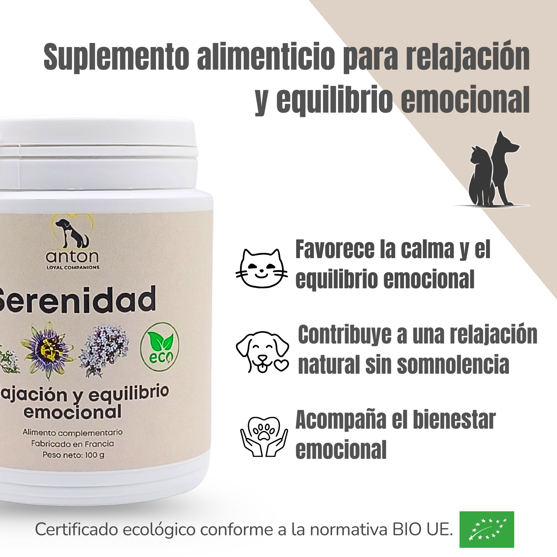 Suplemento natural para el bienestar emocional de perros y gatos – ECO 100 g_1