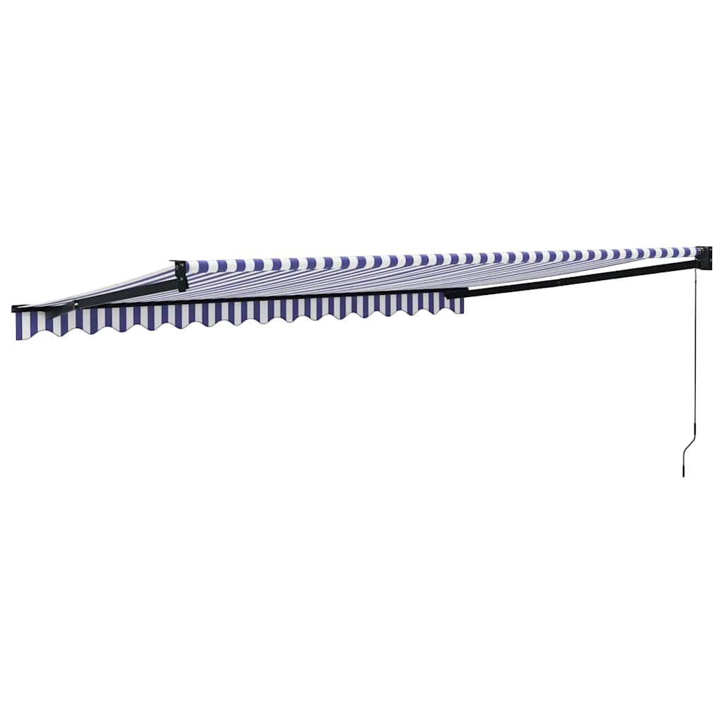 Toldo Retráctil Aluminio Y Tela Azul Y Blanco 4,5x3 M_4