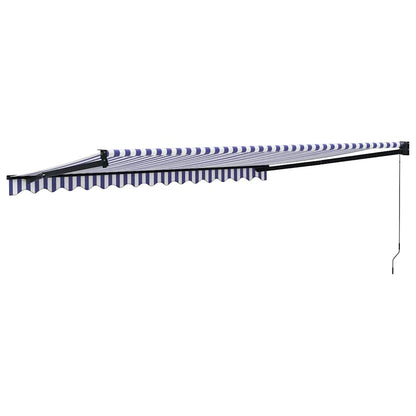 Toldo Retráctil Aluminio Y Tela Azul Y Blanco 4,5x3 M_4