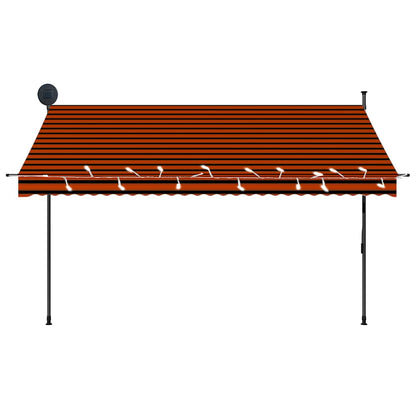 Toldo Manual Retráctil Con Led Naranja Y Marrón 300 Cm_4