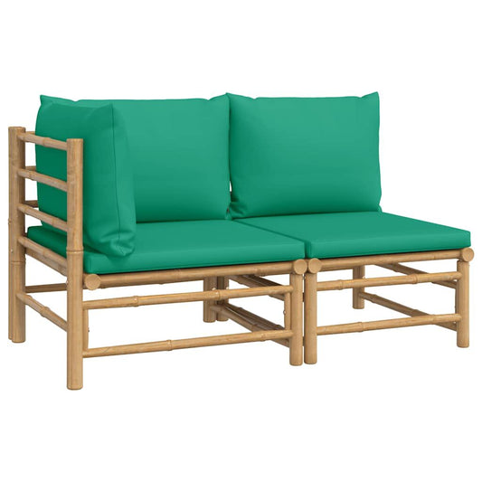 Vidaxl Set De Muebles De Jardín 2 Piezas Bambú Con Cojines Verde_0