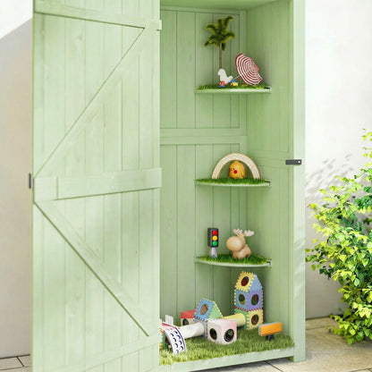 Outsunny Armario De Jardín De Madera Con Estantes 77x54,2x179 Cm Verde_4