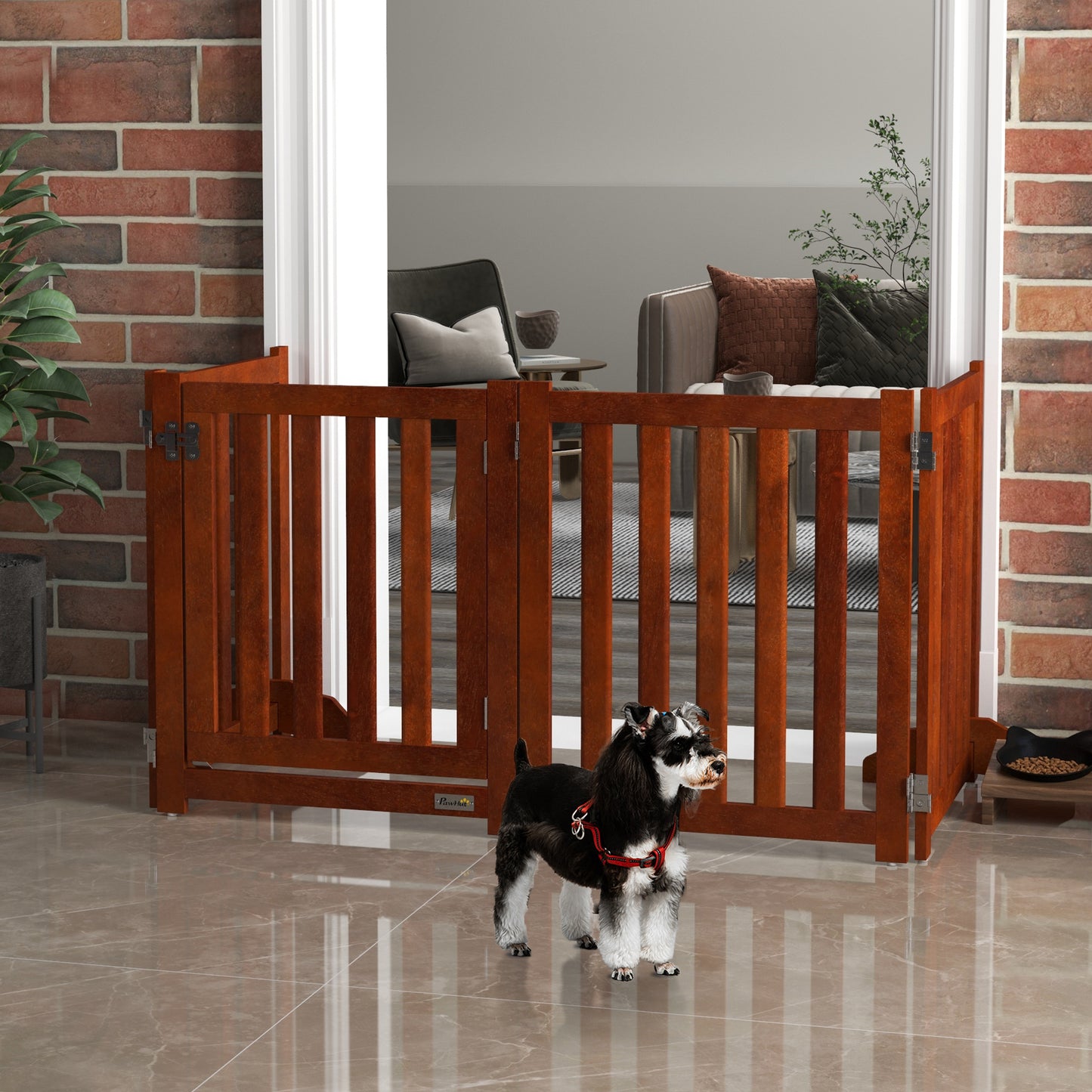 Pawhut Barrera De Seguridad Para Perros Plegable 205x30x60 Cm Con Soporte De Pie_1