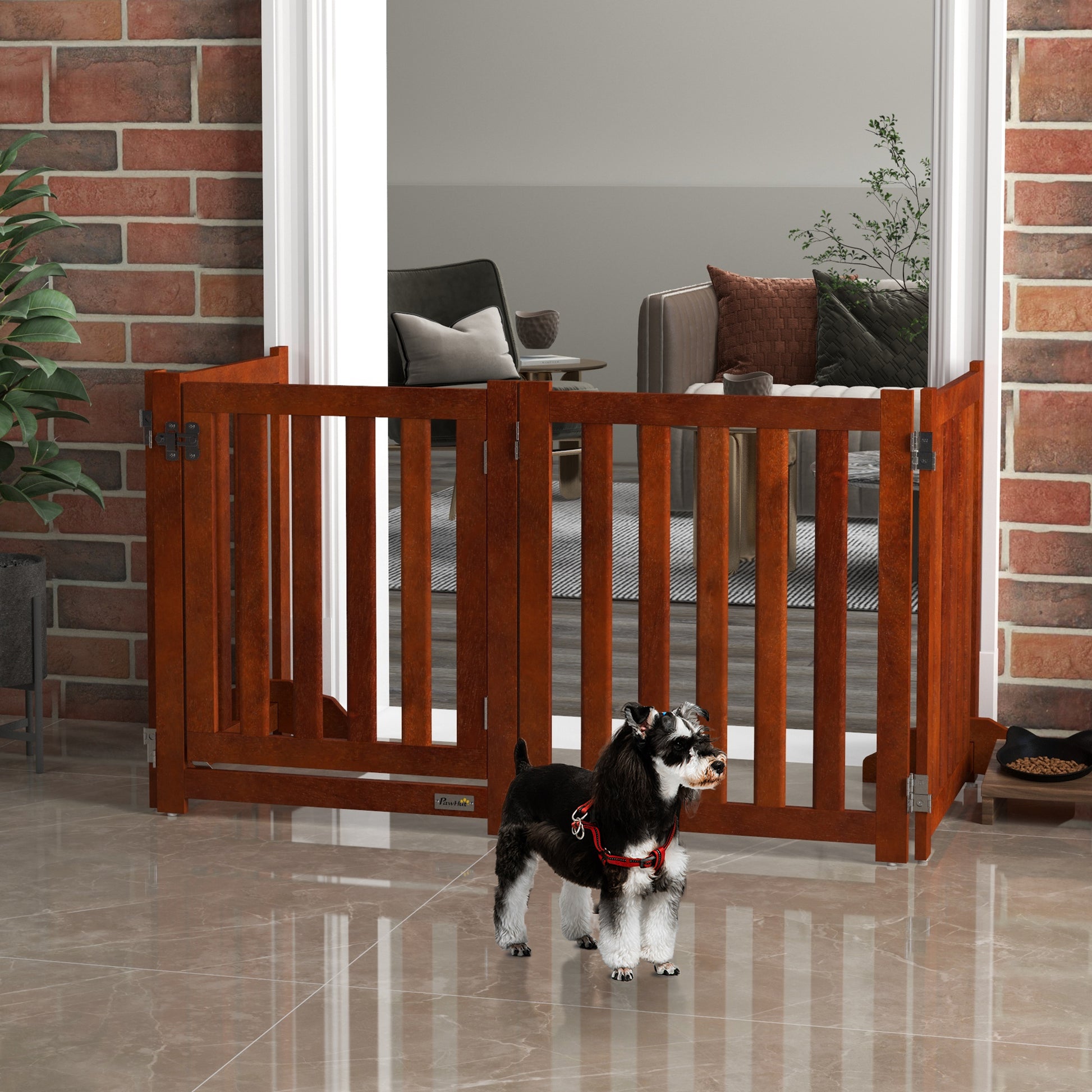 Pawhut Barrera De Seguridad Para Perros Plegable 205x30x60 Cm Con Soporte De Pie_1