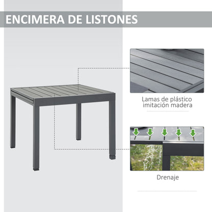 Outsunny Mesa De Jardín Extensible De Aluminio Para 4-6 Personas 90-180x90x73 Cm_5