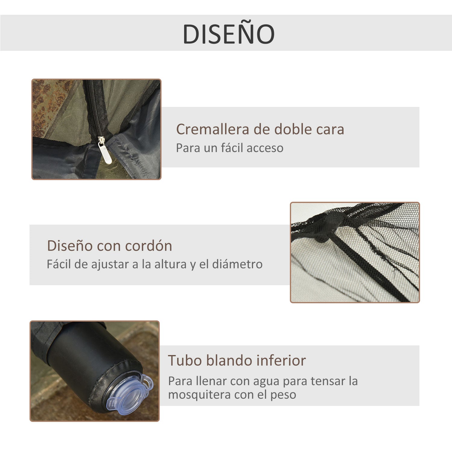 Outsunny Mosquitera Para Sombrillas Ø3 M Con Cremallera Tubo Rellenable De Agua_4