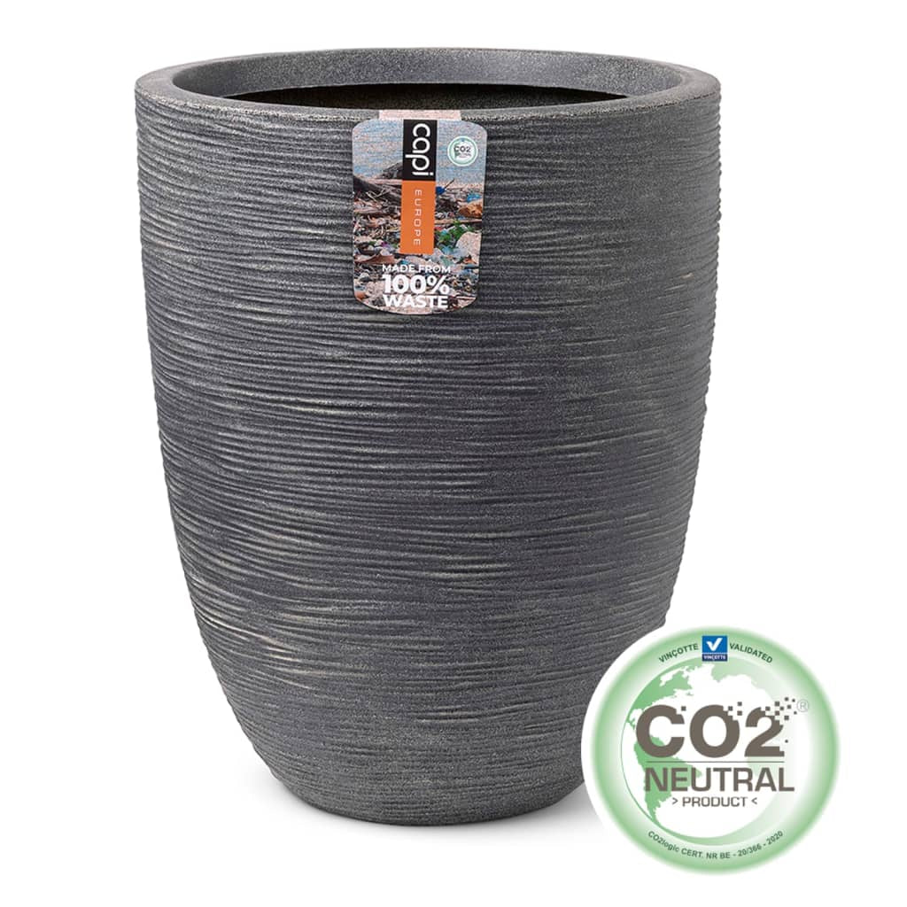 Capi Macetero Bajo Elegante Waste Rib Gris 34x46 Cm_0