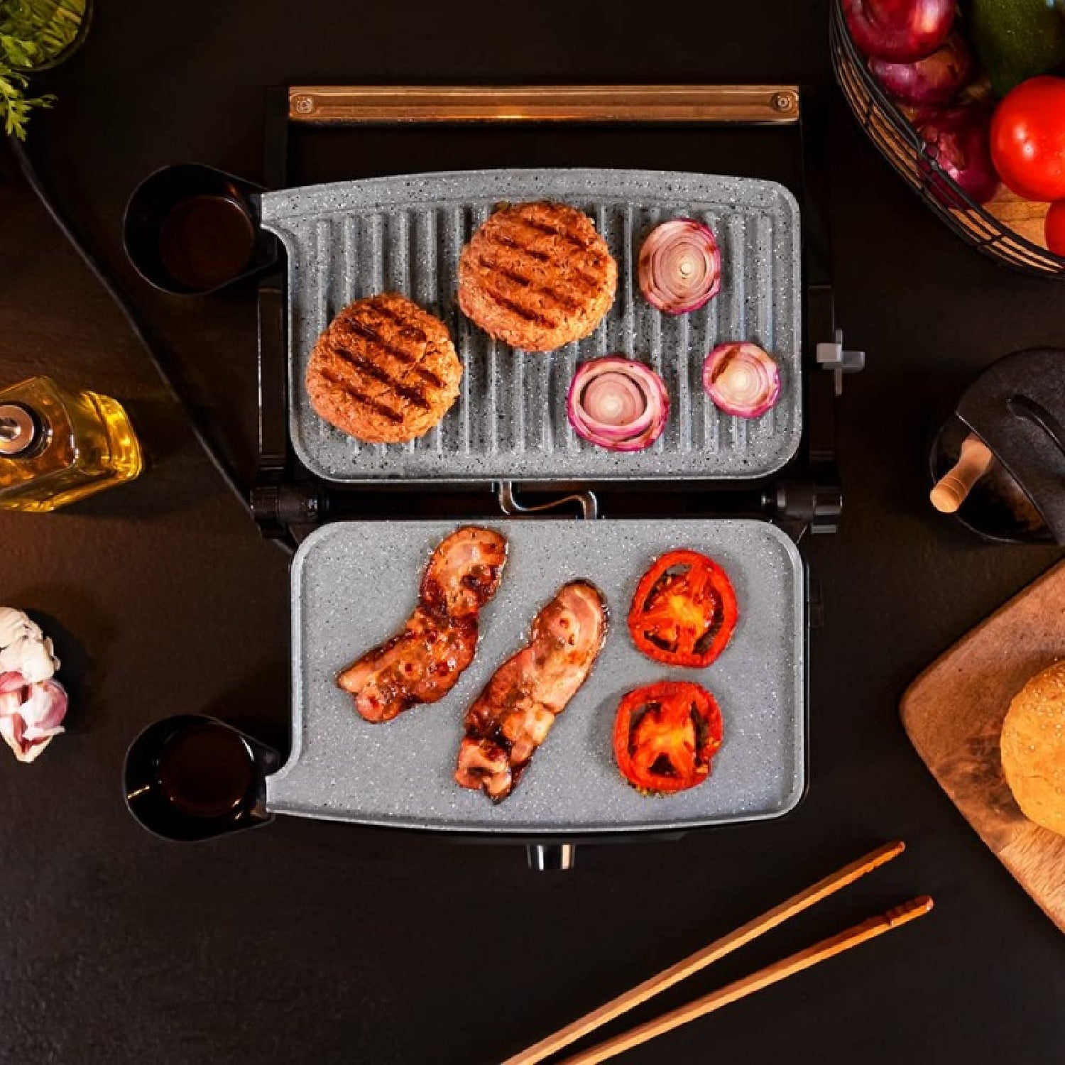 Parrilla Eléctrica Rock’ngrill 1500 Stone Ceramic Mix&grill. 1500 W, Grill, Parrilla, Plancha Y Sandwichera, Revestimiento Cerámico, Superfie Mixta,_3
