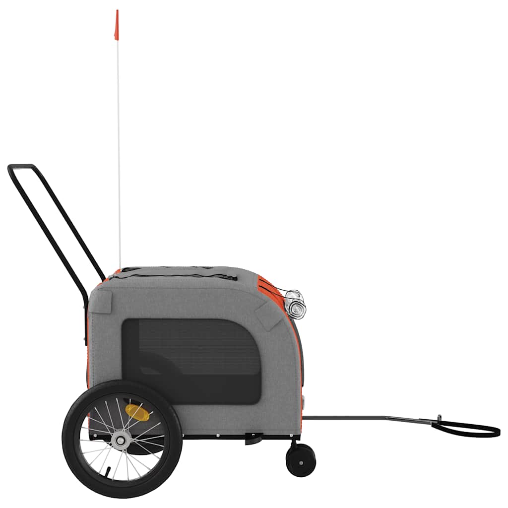 Remolque De Bicicleta Mascotas Hierro Tela Oxford Naranja Gris_5