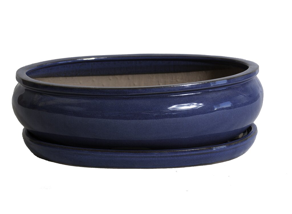 Tiesto Oval Azul Rhea Con Plato 31x25x9cm