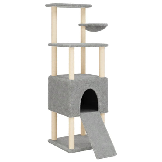 Vidaxl Rascador Para Gatos Con Postes De Sisal Gris Claro 153 Cm_0