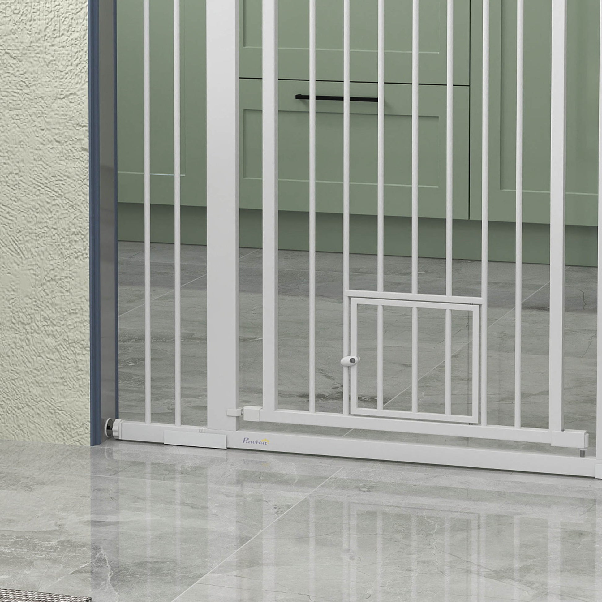 Pawhut Barrera De Seguridad Para Perros Con Ancho Ajustable 76-104 Cm Blanco_4