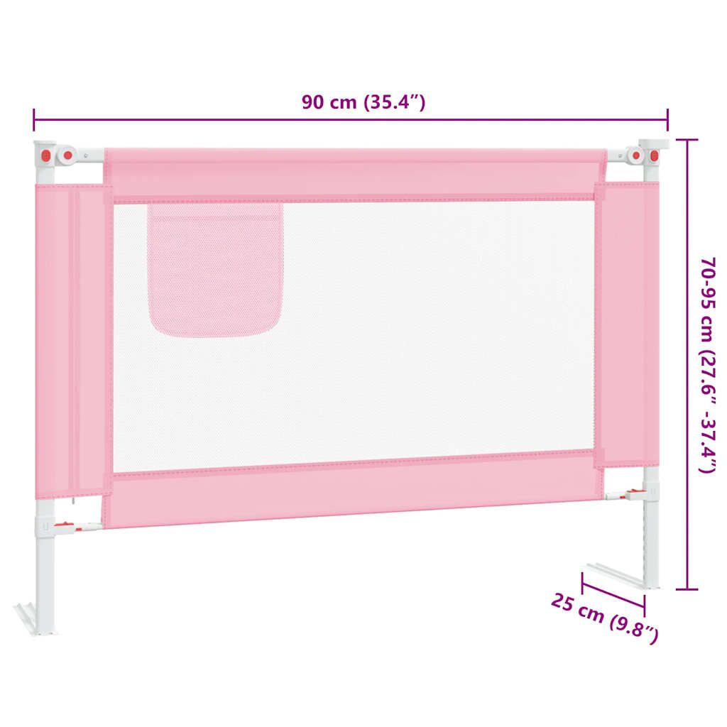 Vidaxl Barandilla De Seguridad Cama De Niño Tela Rosa 90x25 Cm_2