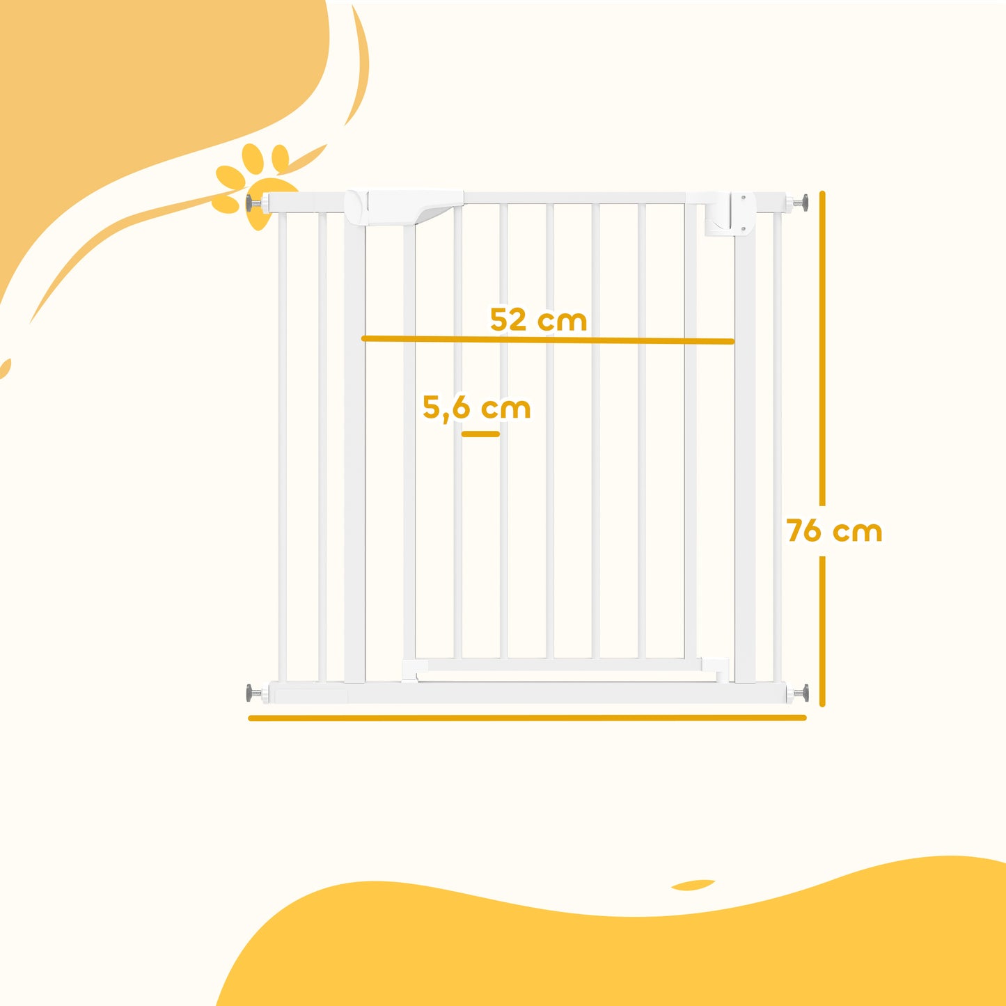Pawhut Barrera De Seguridad Para Niños Y Perros Ancho De 76-88 Cm Blanco_2